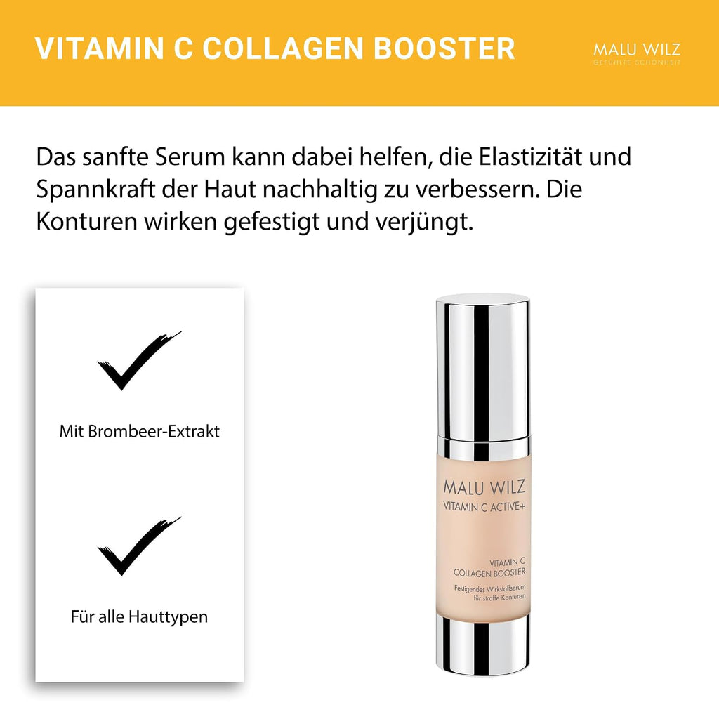 Malu Wilz Vitamin C Collagen Booster 30 ml I Gesichtspflege Serum mit stabilem Vitamin C I Skincare Vitamin C Serum I Aufhellend bei Pigmentflecken