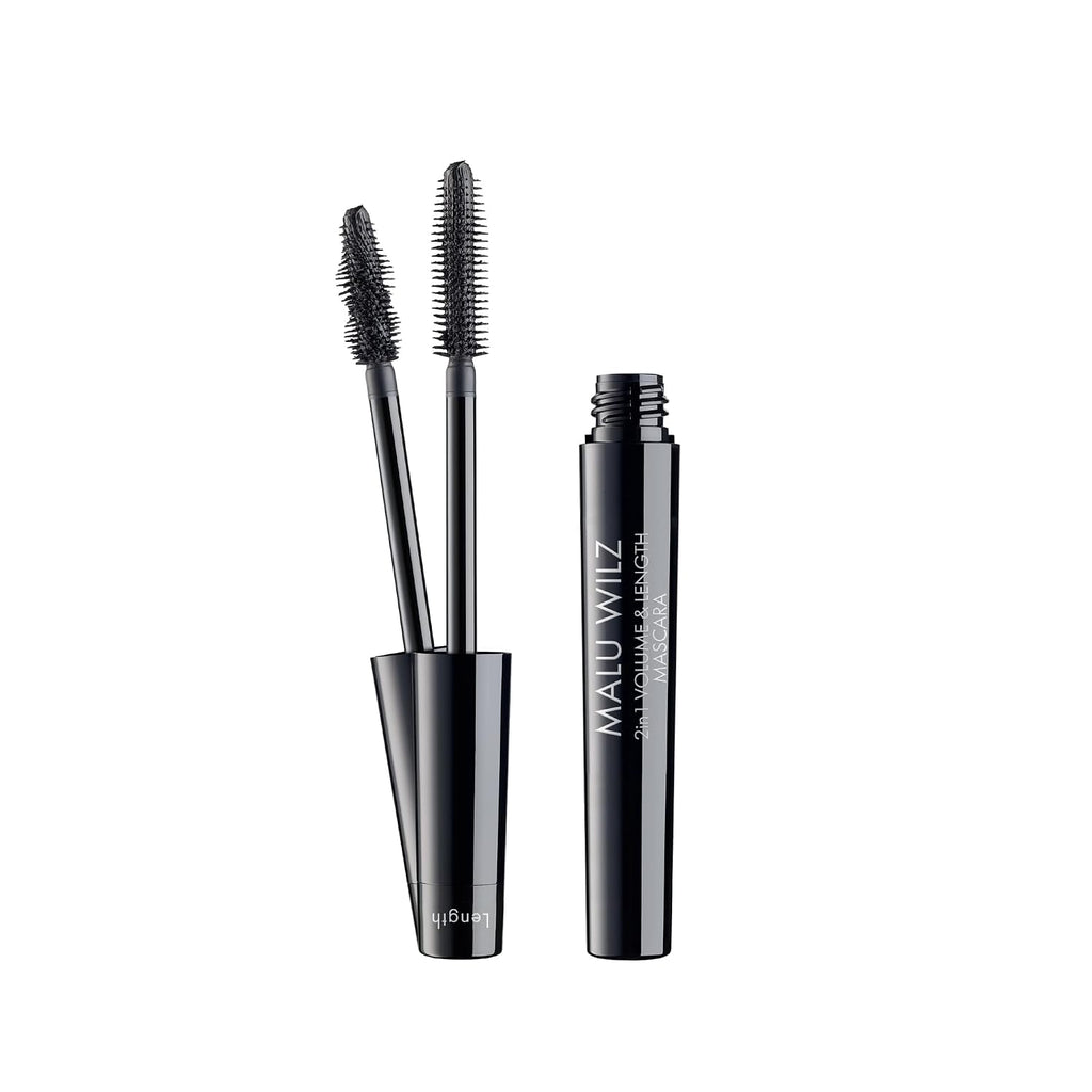 Malu Wilz 2IN1 Volume & Length Mascara schwarz 8ml I Wimperntusche lange Wimpern I Build-up Effekt für audrucksstarkes Wimpernvolumen I Individuelle Looks