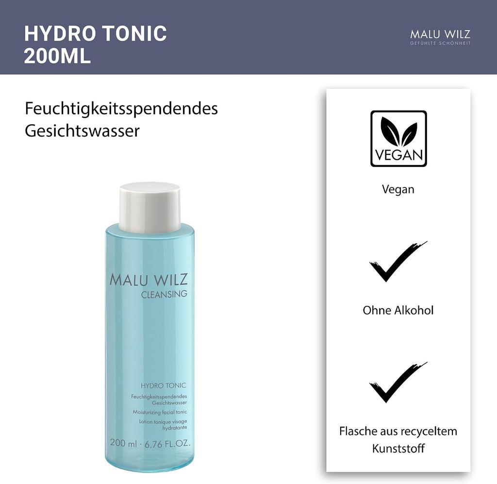 Malu Wilz Hydro Tonic 200 ml I Sanftes Pflege-Gesichtswasser mit beruhigendem Panthenol I Skincare für empfindliche Haut I Ohne Alkohol I Vegan
