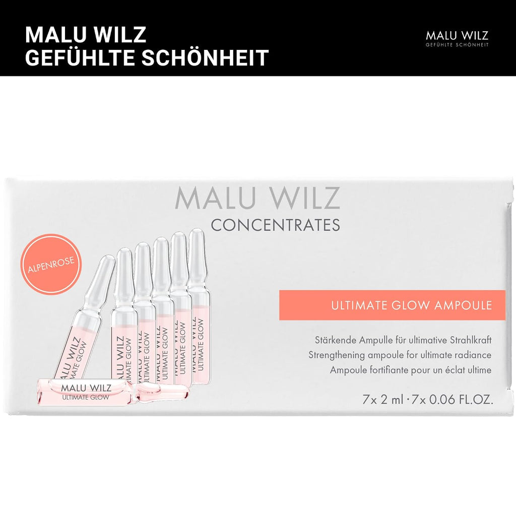 Malu Wilz Ultimate Glow Ampoule Set 7x2ml, vegan - Ampullen Gesicht Pflegeformel gegen müde Haut - Gesichtspflege für strahlenden Teint & herausragendes Hautgefühl