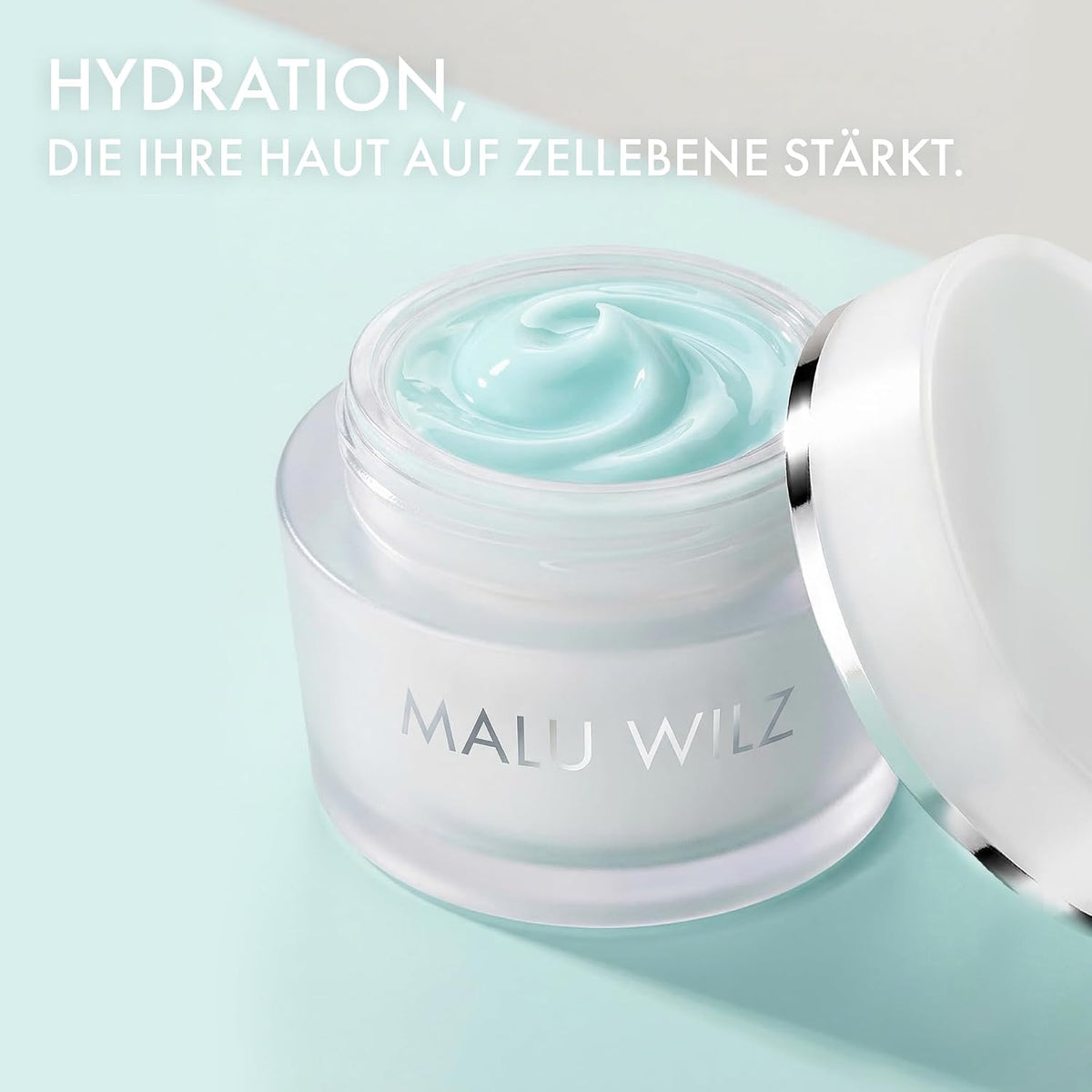 MALU WILZ HYDRO GLOW MOISTURE CREAM 50 ml – 24h Feuchtigkeitscreme mit Aquaporin, NMF, Jojobaöl & Panthenol – für normale bis trockene Haut – inkl. Refill