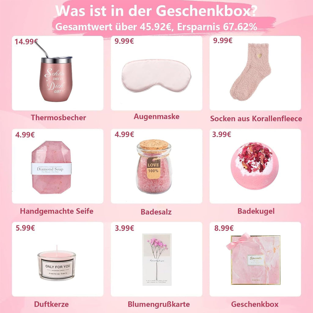 Geschenk für Frauen,Geburtstagsgeschenk für Frauen,Geschenkset Geburtstag Wellness Geschenke für Mama Freundin Frau Schwester,Weihnachten Valentinstag Muttertag 18 30 40 50 60 Geburtstag