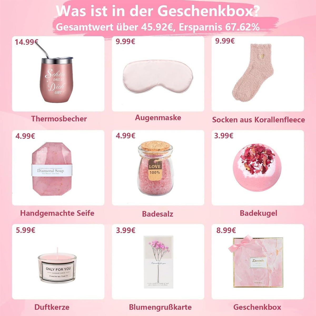 Geschenk für Frauen,Geburtstagsgeschenk für Frauen,Geschenkset Geburtstag Wellness Geschenke für Mama Freundin Frau Schwester,Weihnachten Valentinstag Muttertag 18 30 40 50 60 Geburtstag