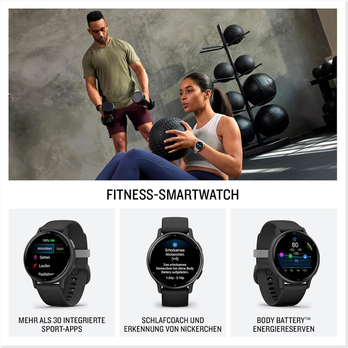 Garmin Vivoactive 5, 42 mm, GPS-Fitness-Smartwatch, Elfenbein Cremegold