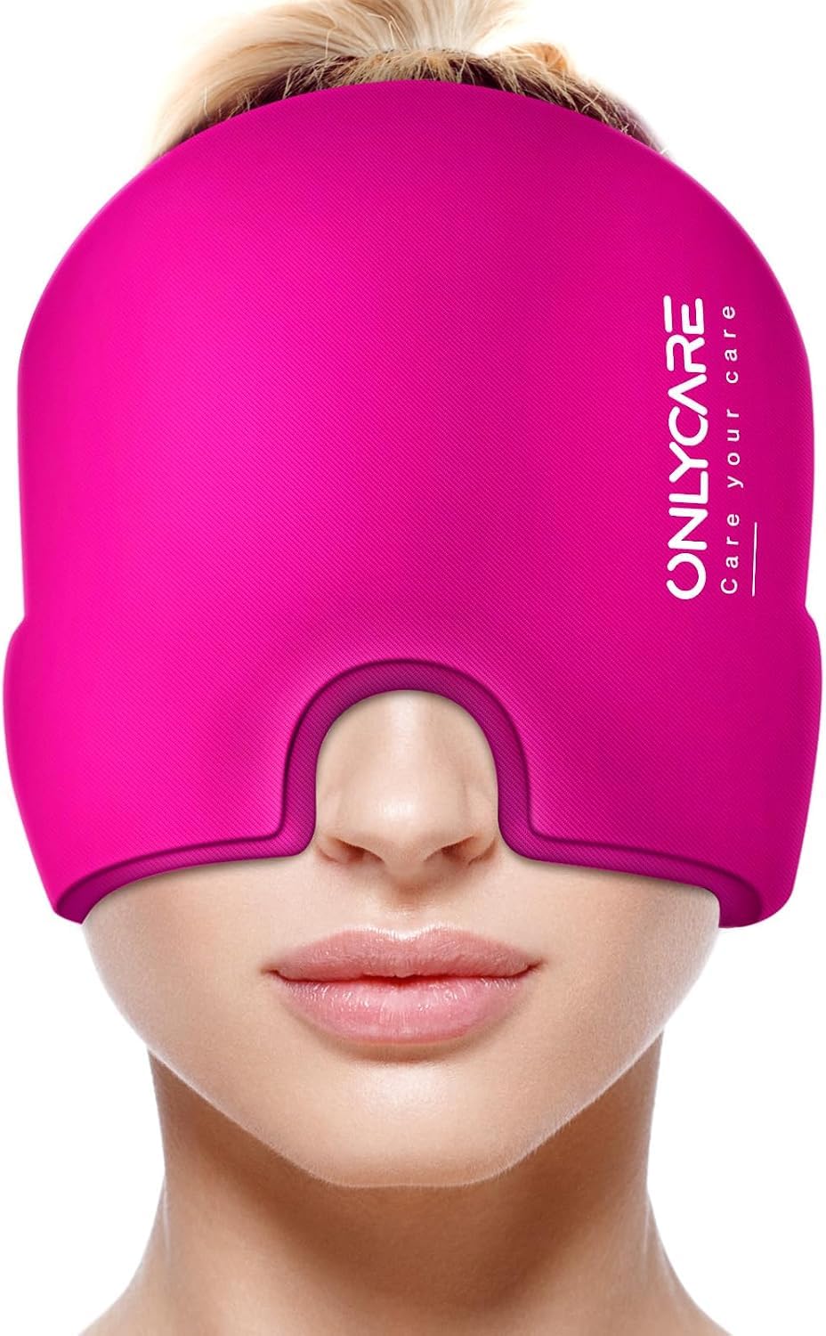ONLYCARE Migräne Maske, Upgraded Kühlmaske Schlafmaske Kühlmütze Kühlhaube