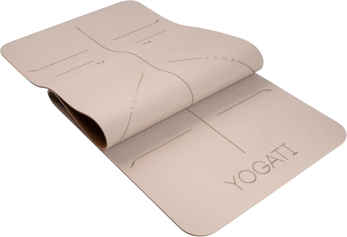 YOGATI Yogamatte rutschfest Schadstofffrei, mit Tragegurt. Yoga Matte mit Ausrichtungslinien. Ideal Yogamatten als Gymnastikmatte, Sportmatte, Fitnessmatte, Jogamatte - Yoga mat