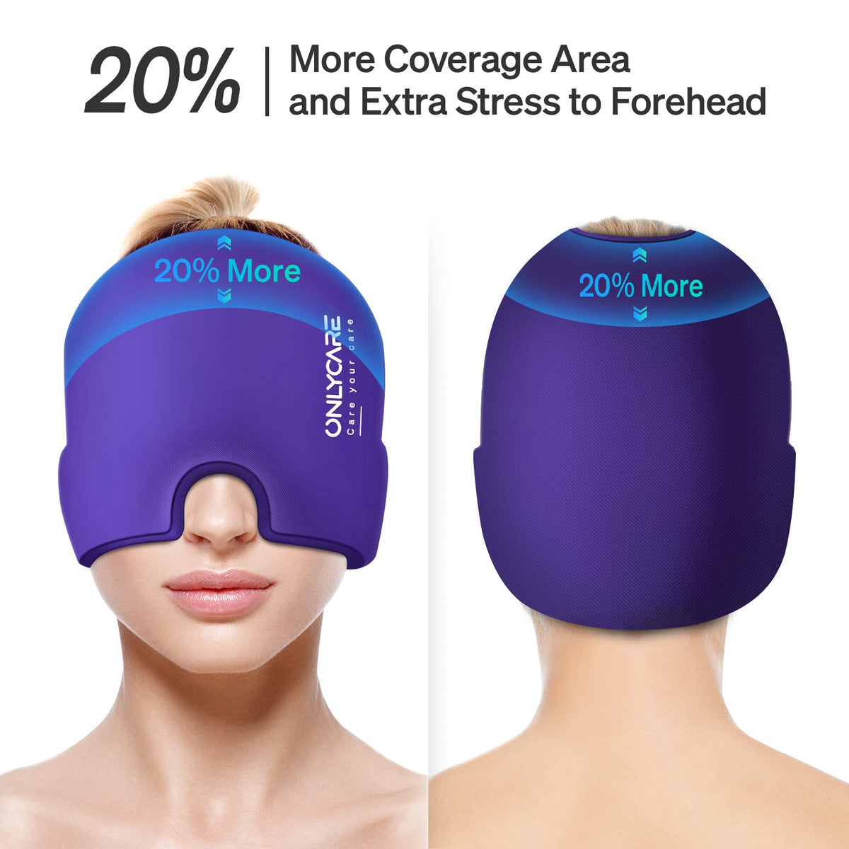 ONLYCARE Migräne Maske, Upgraded Kühlmaske Schlafmaske Kühlmütze Kühlhaube