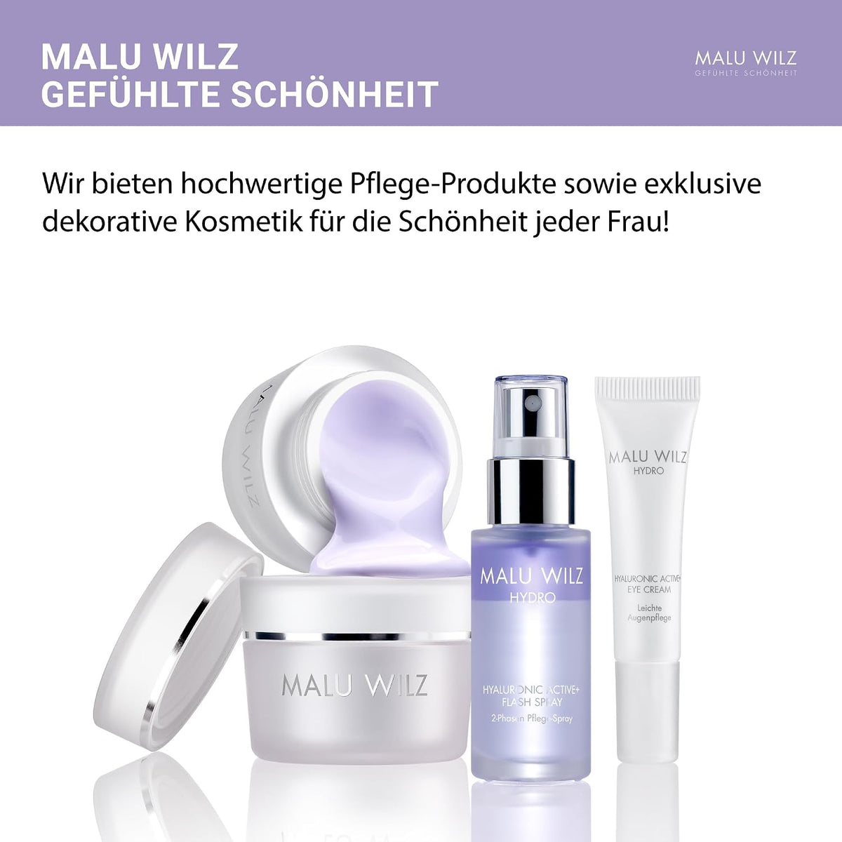 Malu Wilz Hyaluronic Active + Cream Rich 50 ml I Erfrischende Skincare Gesichtspflege-Creme mit Hyaluron-Wirkstoff-Formel mit Dual-Effekt I Booster I Vegan