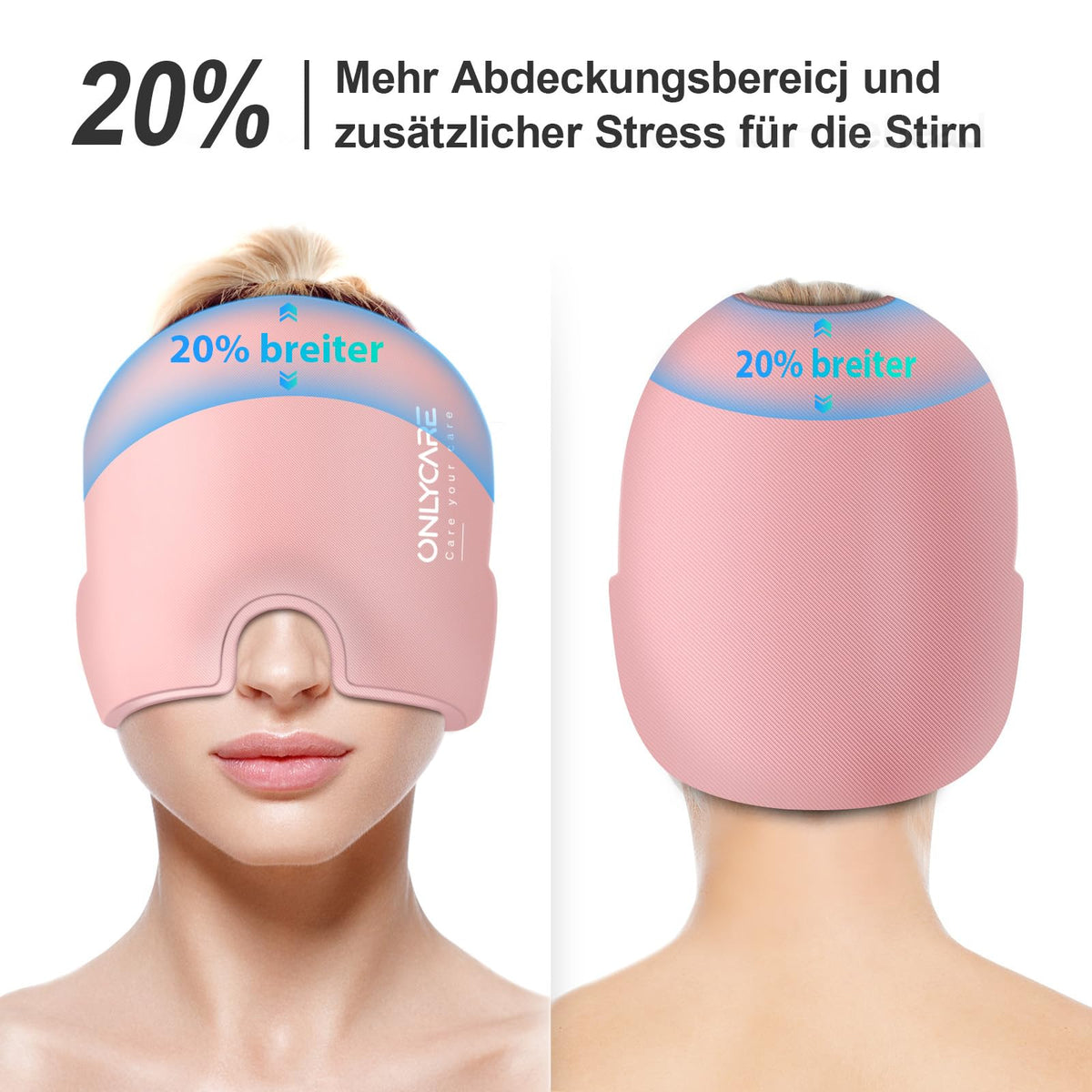 ONLYCARE Migräne Maske, Upgraded Kühlmaske Schlafmaske Kühlmütze Kühlhaube