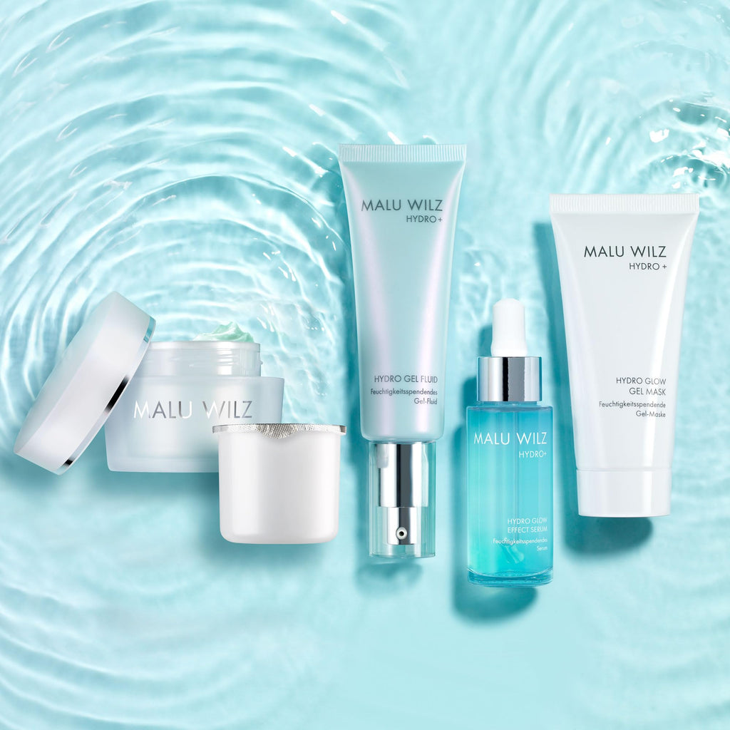 MALU WILZ HYDRO GLOW MOISTURE CREAM 50 ml – 24h Feuchtigkeitscreme mit Aquaporin, NMF, Jojobaöl & Panthenol – für normale bis trockene Haut – inkl. Refill