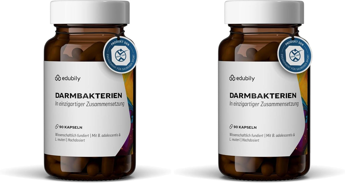 edubily® Darmbakterien Kapseln mit L. plantarum, L. reuteri, S. thermophilus, B. lactis, B. longum, B. infantis & B. adolescentis - Ohne Inulin (90 Kapseln)