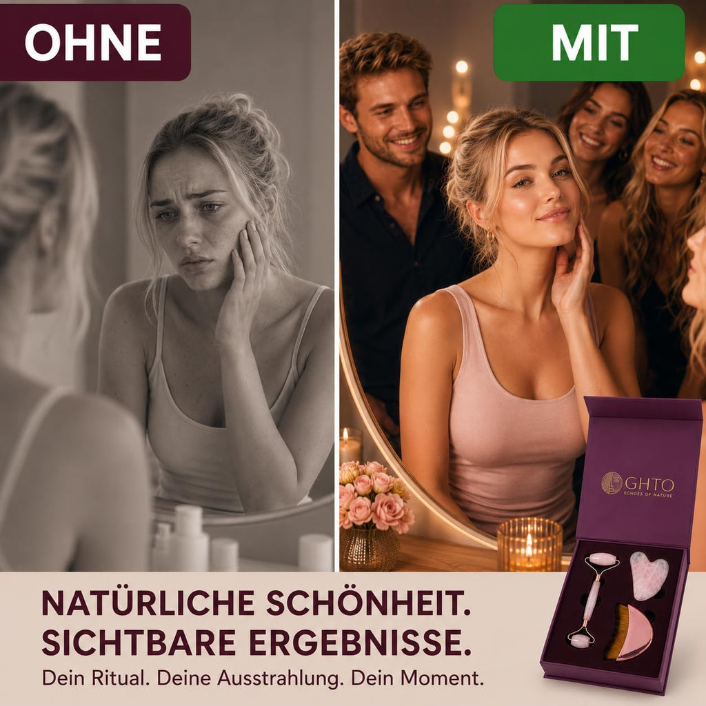 Premium Naturstein Gesichtspflege Set Gua Sha Stein Gesichtsroller Gesichtsbürste Lymphbürste Massagebürste Lymphdrainagebürste für Gesicht