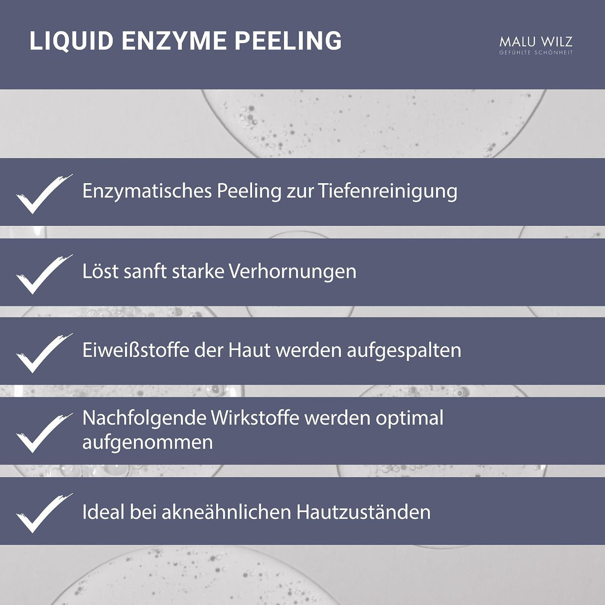 Malu Wilz Liquid Enzyme Peeling 50ml I Gesichtspeeling für jeden Hauttyp I Skincare Gesichtspflege-Peeling besonders gut bei akneähnlichem Hautzustand