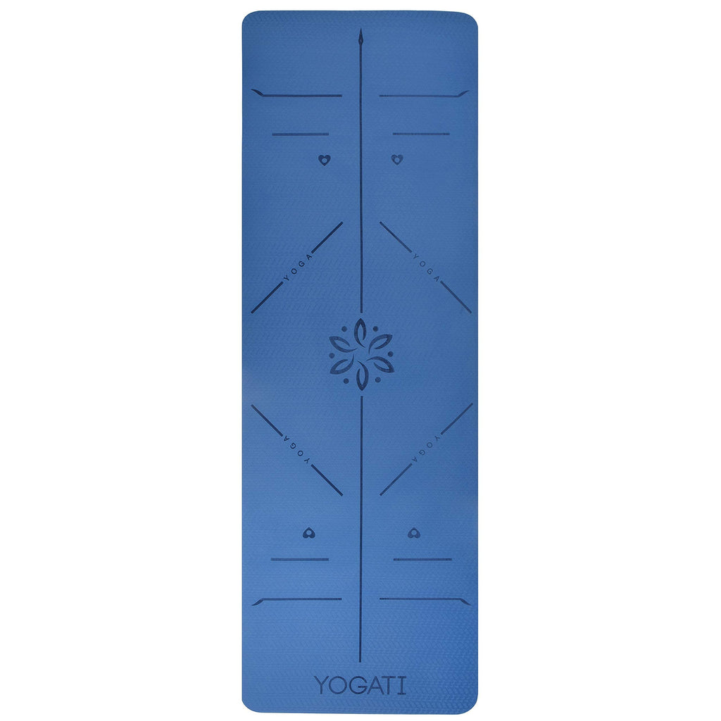 YOGATI Yogamatte rutschfest Schadstofffrei, mit Tragegurt. Yoga Matte mit Ausrichtungslinien. Ideal Yogamatten als Gymnastikmatte, Sportmatte, Fitnessmatte, Jogamatte - Yoga mat