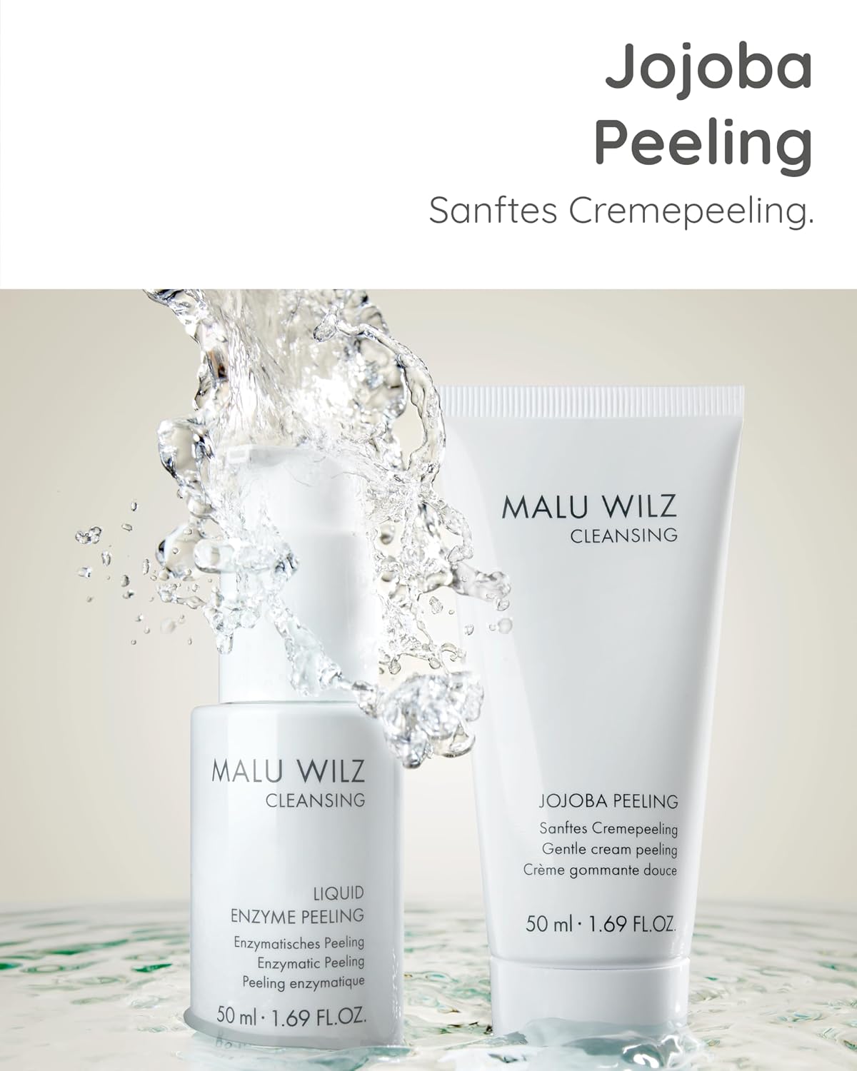 Malu Wilz Jojoba Peeling 50ml I Gesichtspeeling für jeden Hauttyp I Skincare Jojobawachs-Kügelchen für angenehmen Peelingeffekt I Glättet die Haut