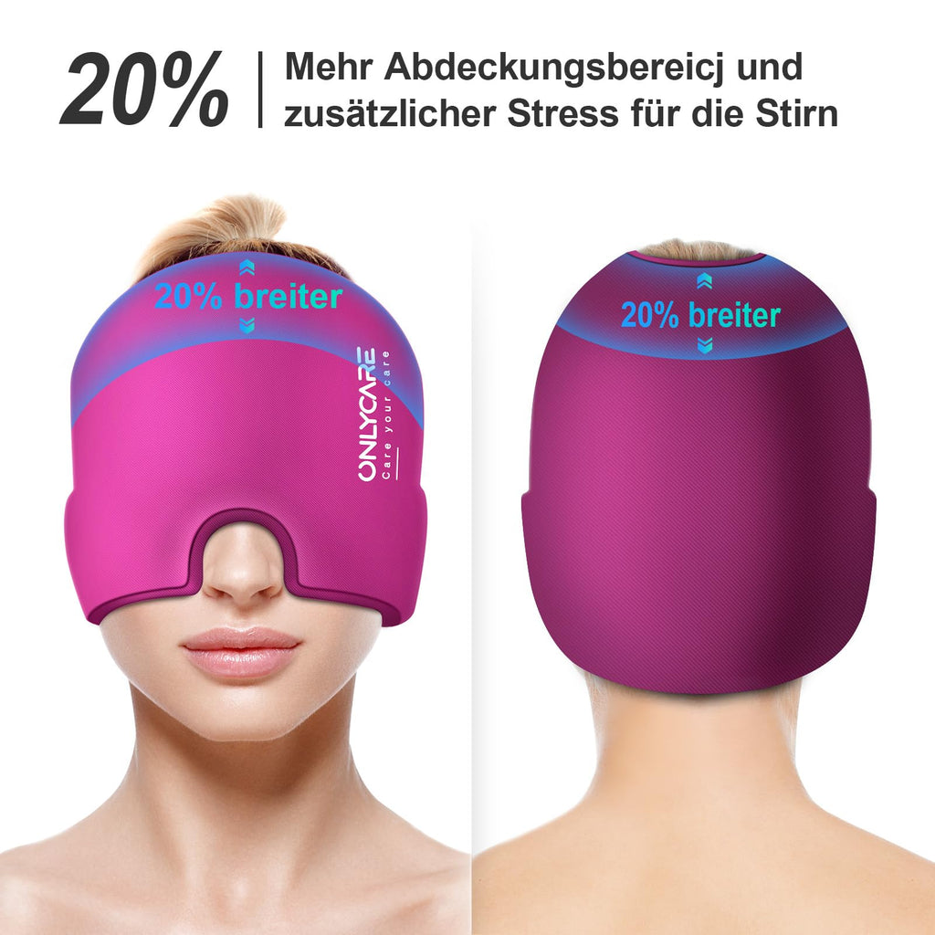 ONLYCARE Migräne Maske, Upgraded Kühlmaske Schlafmaske Kühlmütze Kühlhaube