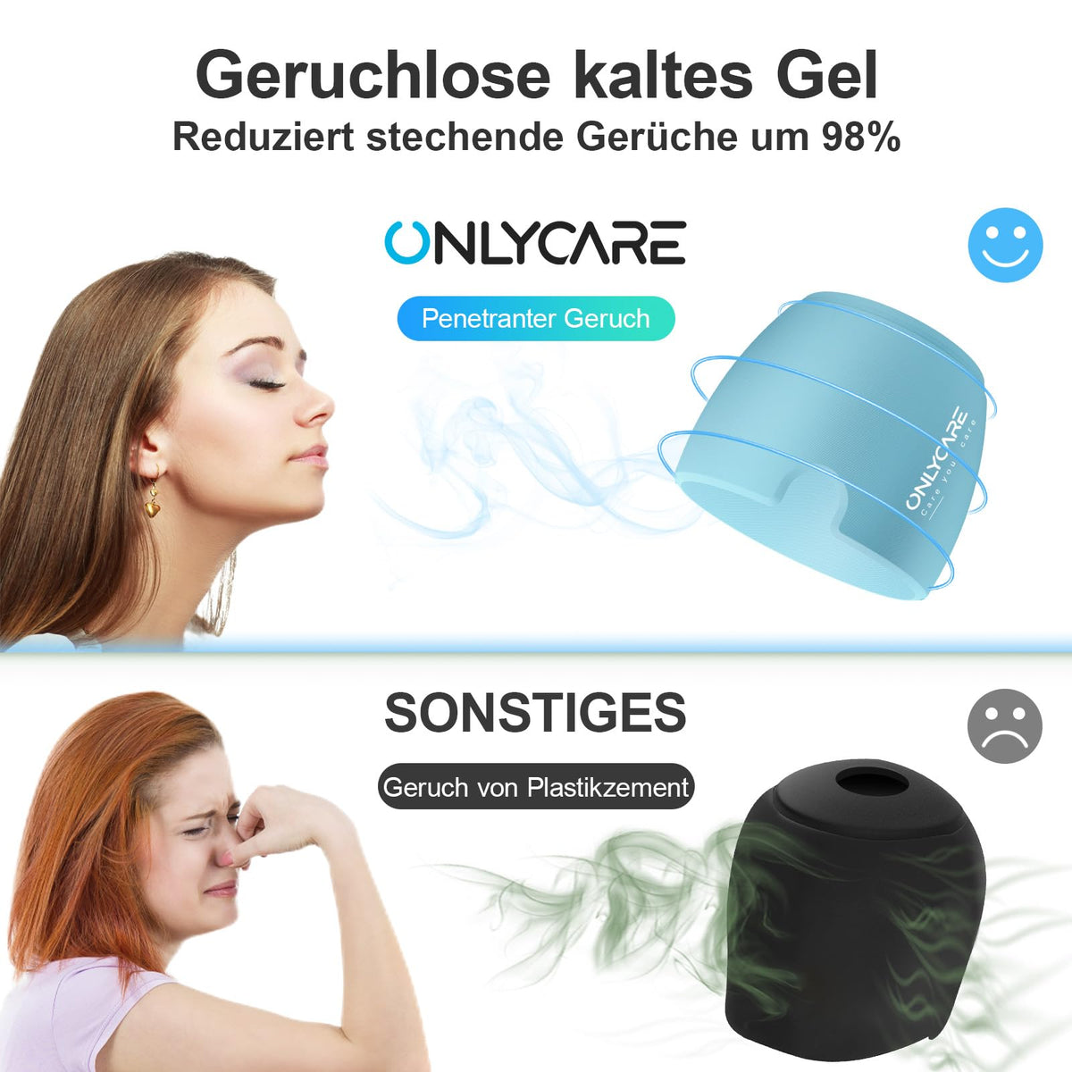 ONLYCARE Migräne Maske, Upgraded Kühlmaske Schlafmaske Kühlmütze Kühlhaube