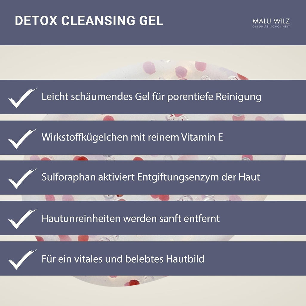 Malu Wilz Detox Cleansing Gel 100ml I Skincare Reinigungsgel für die gründliche & milde Gesichtsreinigung I Gesichtsreiniger mit Vitamin E I Vegan
