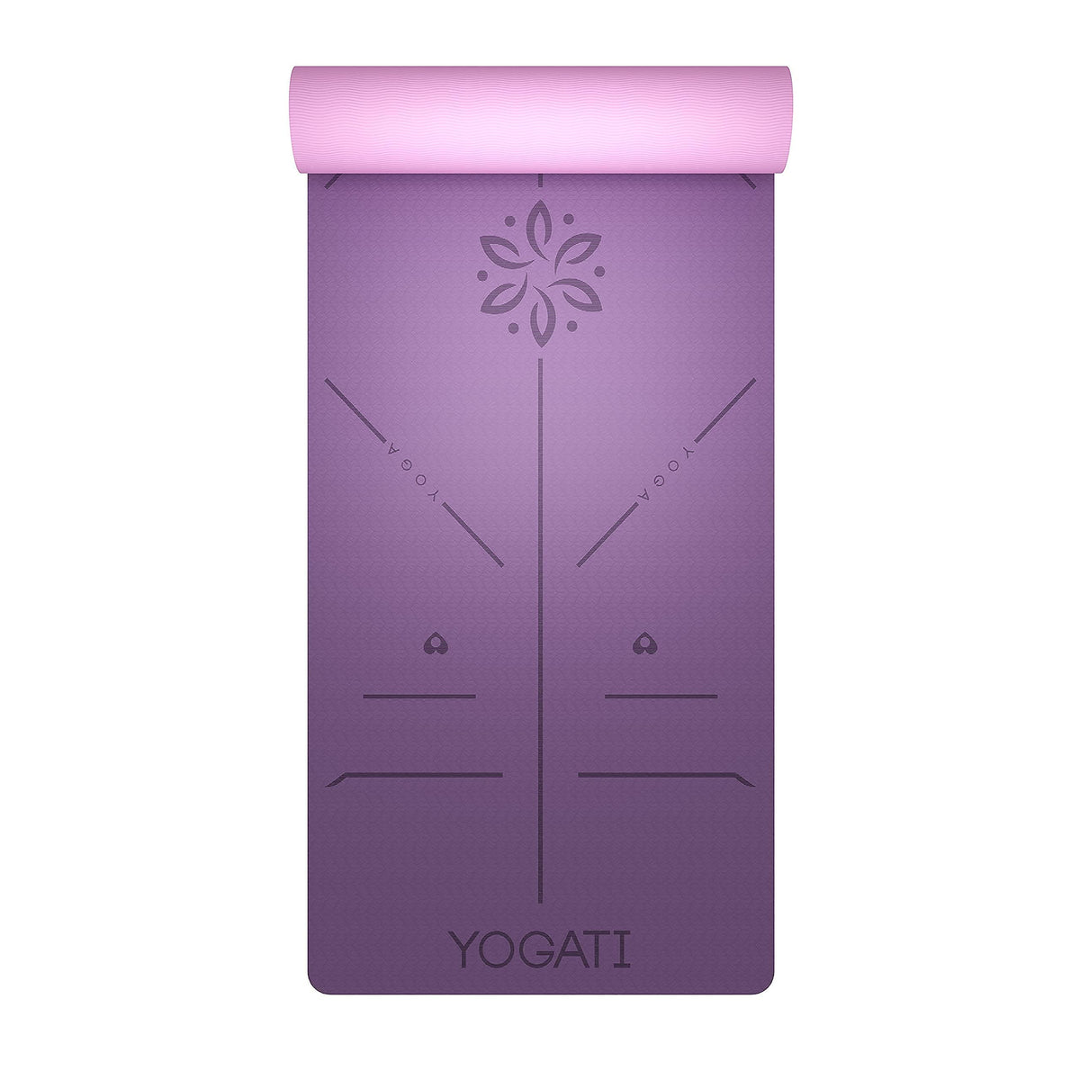 YOGATI Yogamatte rutschfest Schadstofffrei, mit Tragegurt. Yoga Matte mit Ausrichtungslinien. Ideal Yogamatten als Gymnastikmatte, Sportmatte, Fitnessmatte, Jogamatte - Yoga mat
