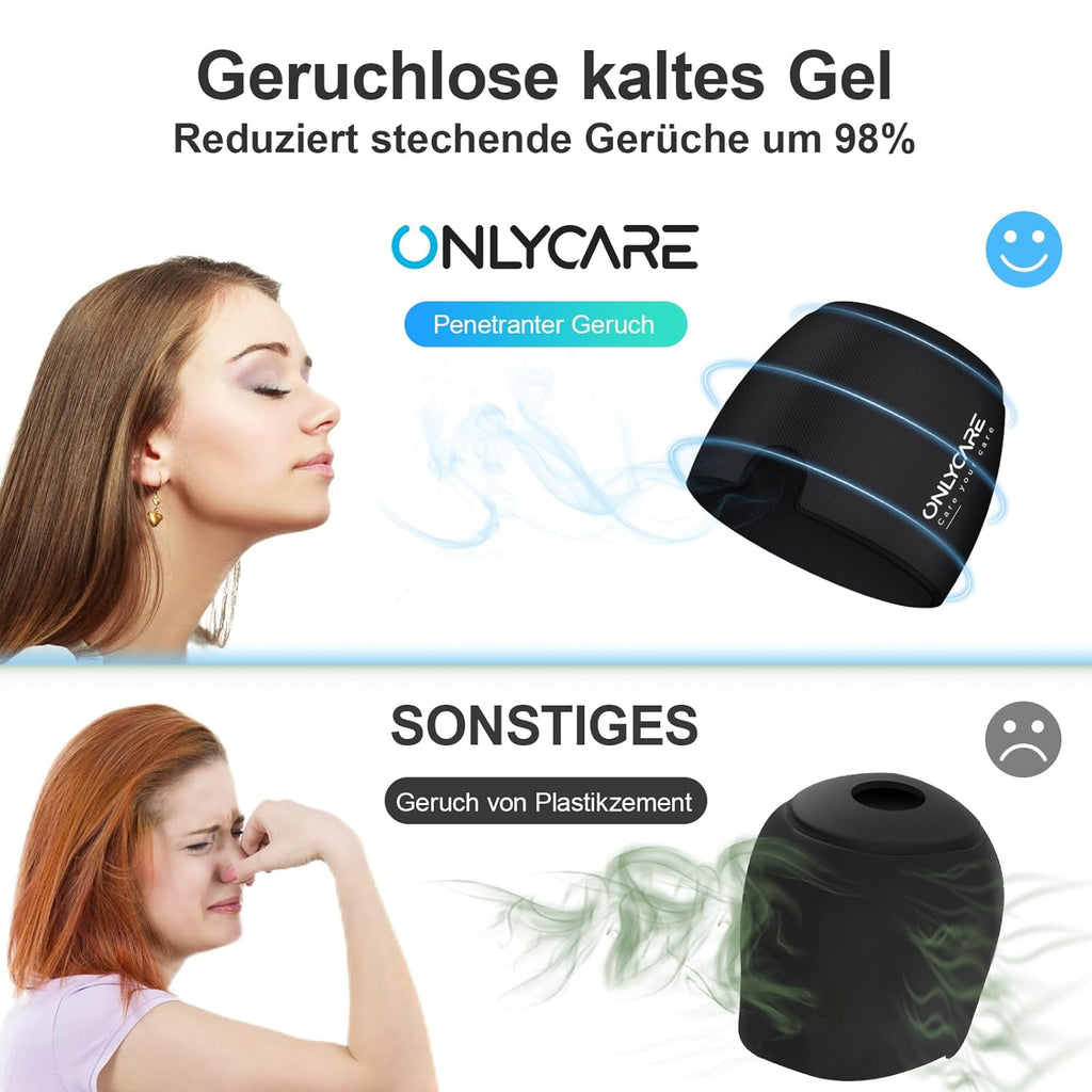 ONLYCARE Migräne Maske, Upgraded Kühlmaske Schlafmaske Kühlmütze Kühlhaube