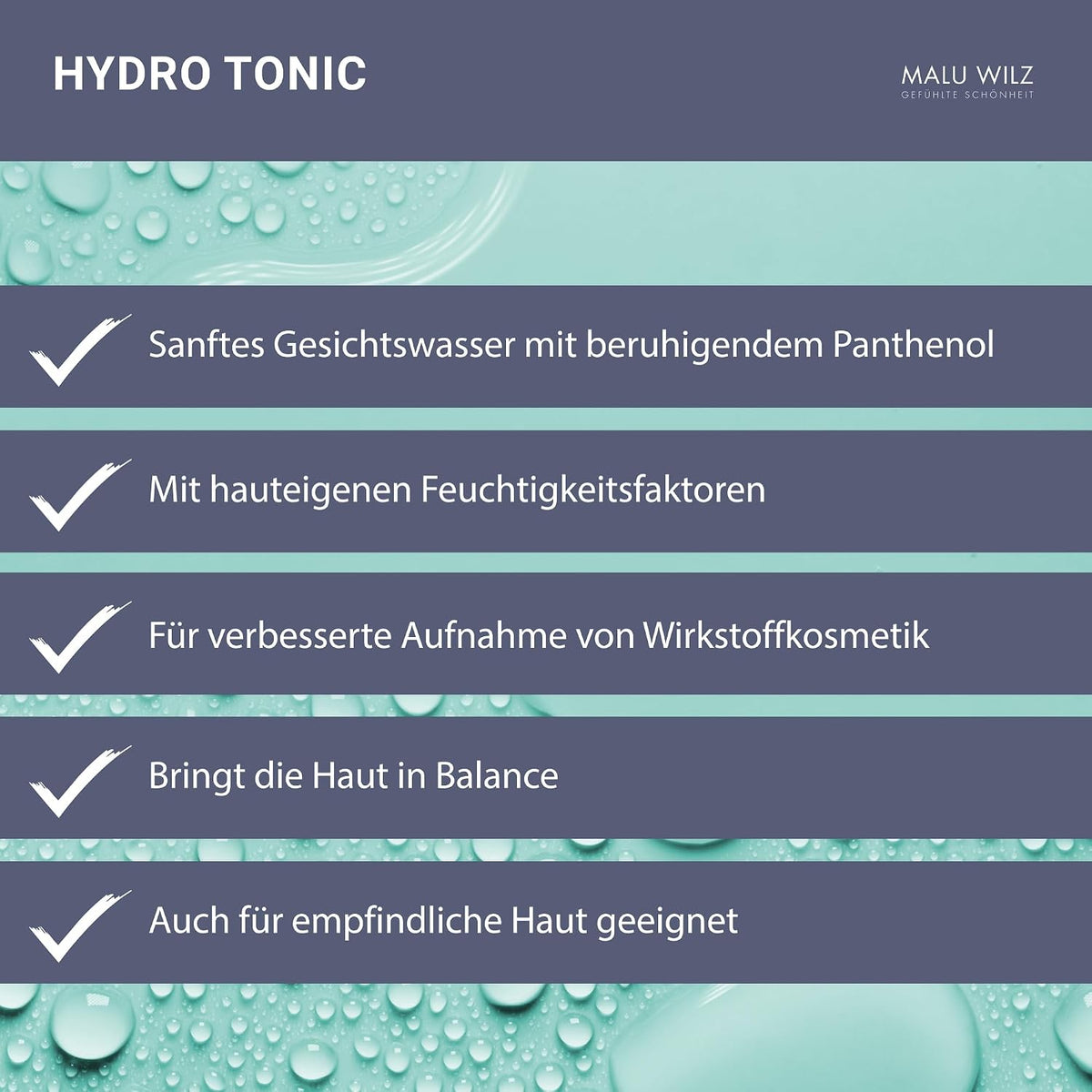 Malu Wilz Hydro Tonic 200 ml I Sanftes Pflege-Gesichtswasser mit beruhigendem Panthenol I Skincare für empfindliche Haut I Ohne Alkohol I Vegan