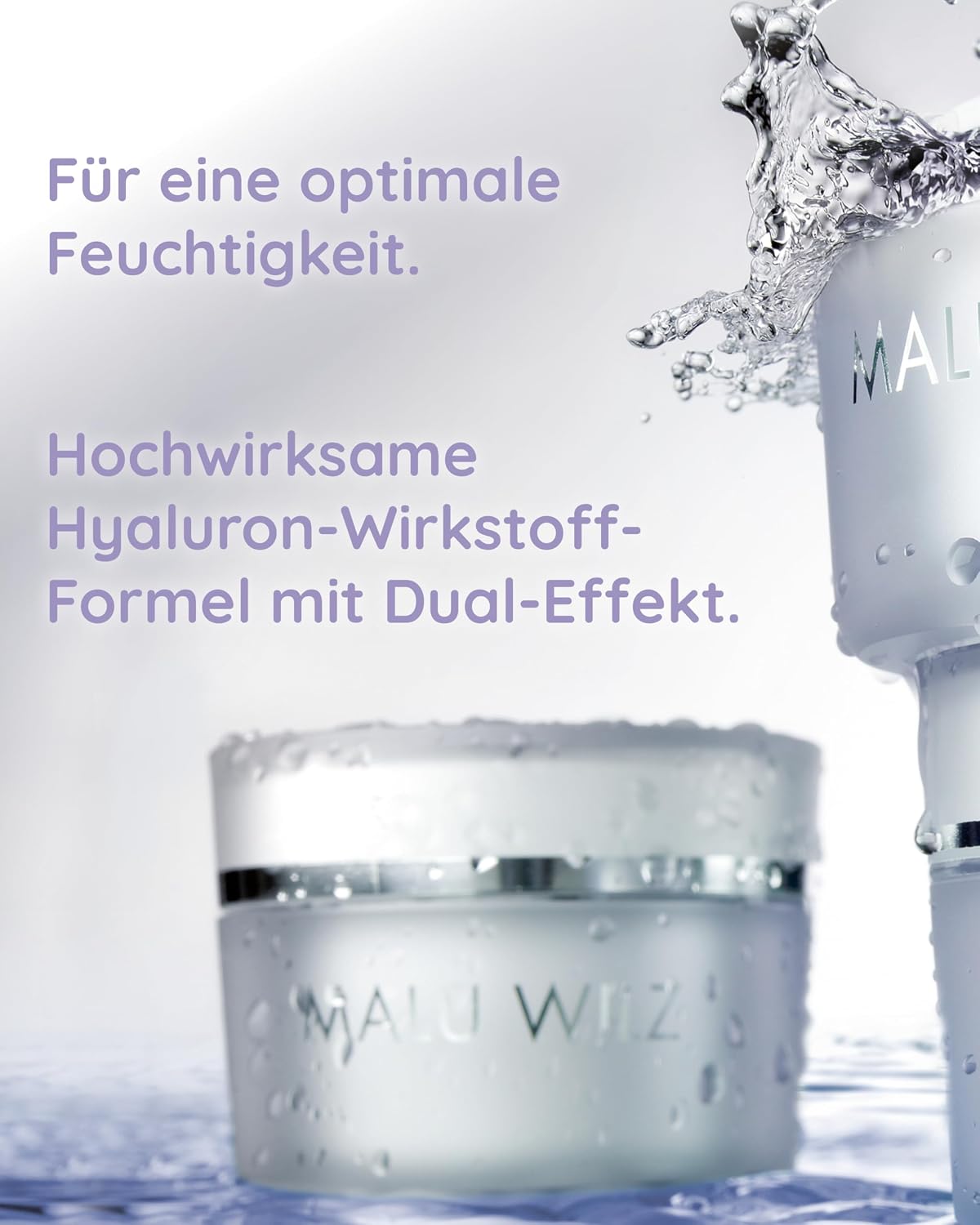 Malu Wilz Hyaluronic Active + Cream Soft 50 ml I Erfrischende Skincare Gesichtspflege-Creme mit Hyaluron-Wirkstoff-Formel mit Dual-Effekt I Booster