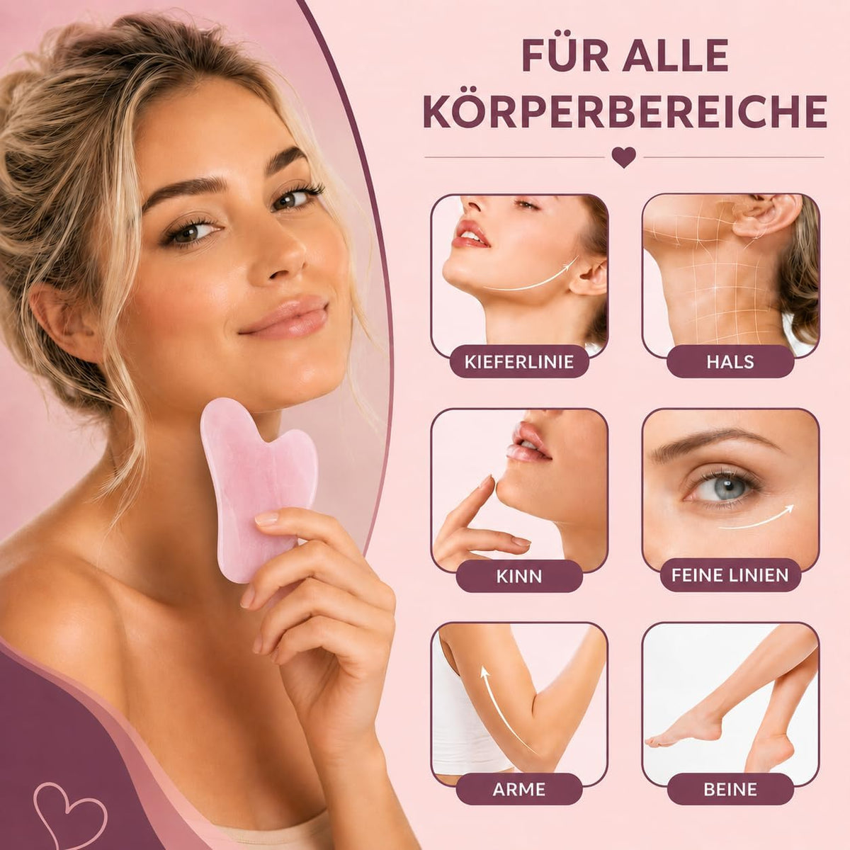 Premium Naturstein Gesichtspflege Set Gua Sha Stein Gesichtsroller Gesichtsbürste Lymphbürste Massagebürste Lymphdrainagebürste für Gesicht