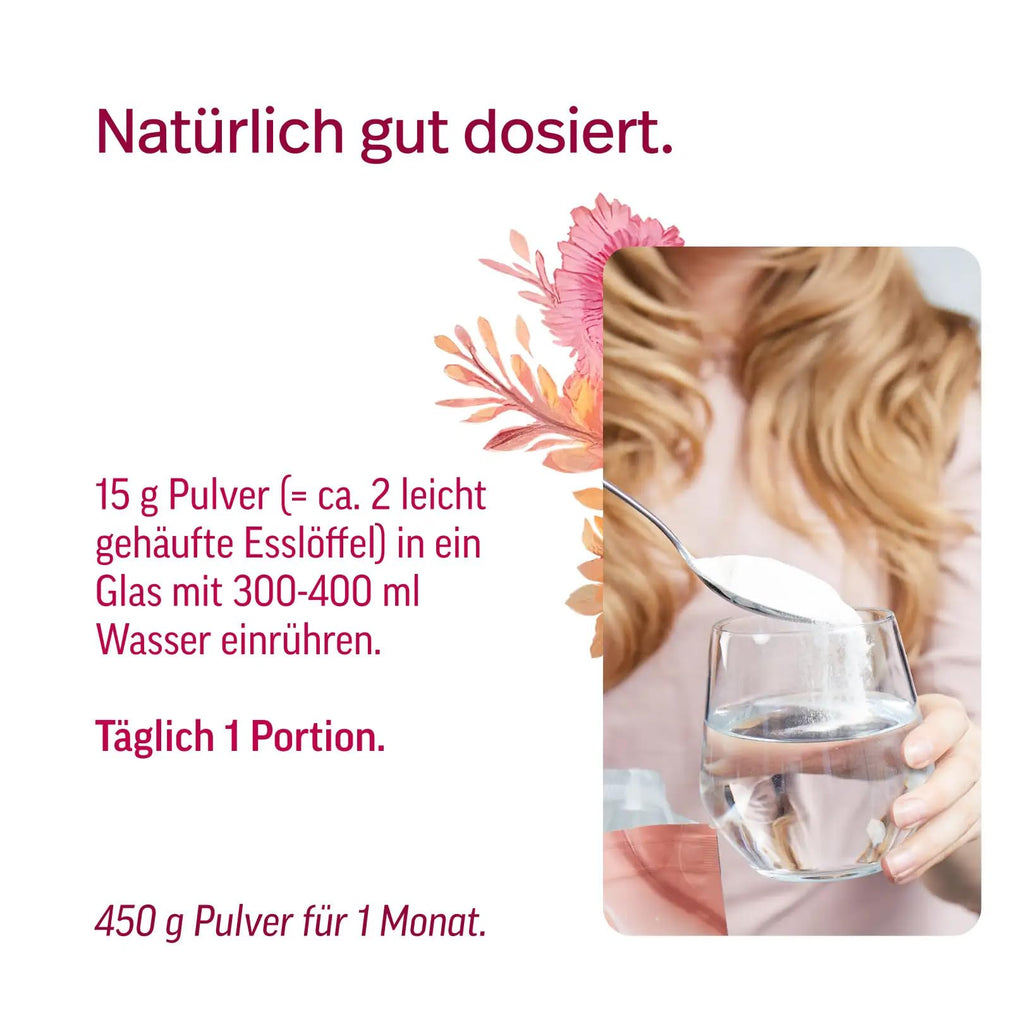 edubily® Kollagen Shine Drink – Beauty-Drink mit Kollagen Hydrolysat aus Weidehaltung, Hyaluronsäure, Vitamin E, Q10 & Biotin (450 g, Pur)