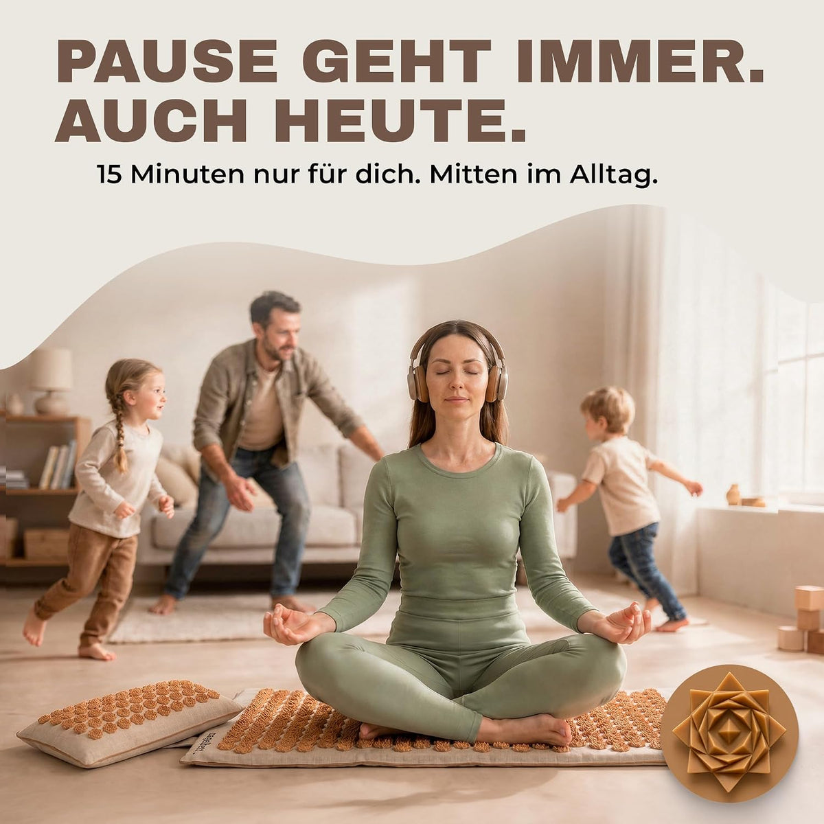 Glanzstück Berlin® Akupressurmatte XL – Set mit Kissen, Tragetasche & Reise-Rosette, 6.850 Blütenspitzen für Rücken, Nacken & Ganzkörper | 72 × 42 cm | Designed in Berlin
