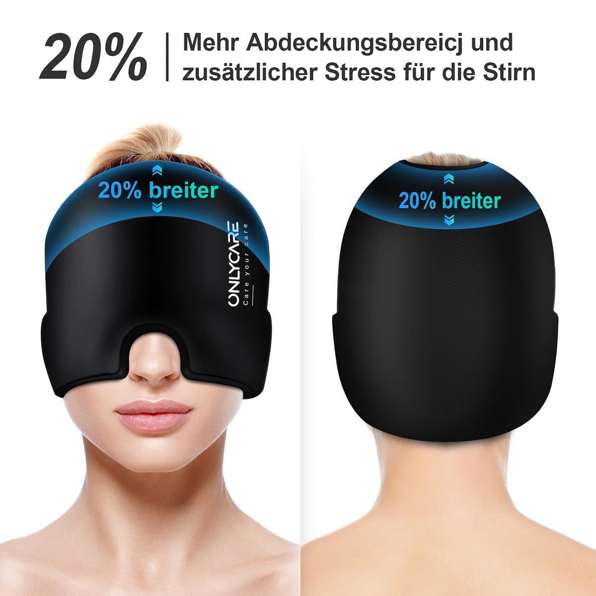 ONLYCARE Migräne Maske, Upgraded Kühlmaske Schlafmaske Kühlmütze Kühlhaube
