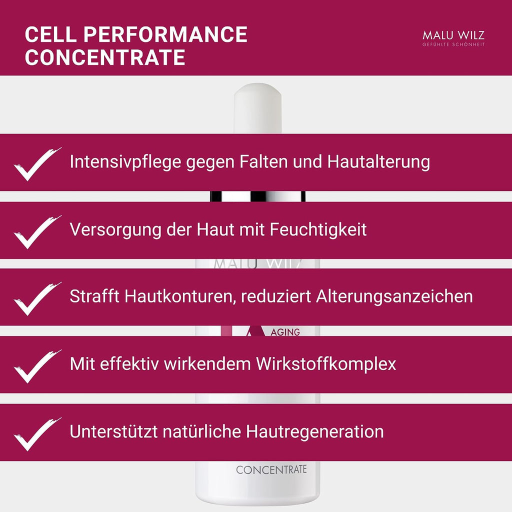 Malu Wilz Premium Aging Cell Performance Concentrate 30ml I Anti Aging Gel Konzentrat I Gründliche Gesichtspflege für die natürliche Hautregeneration