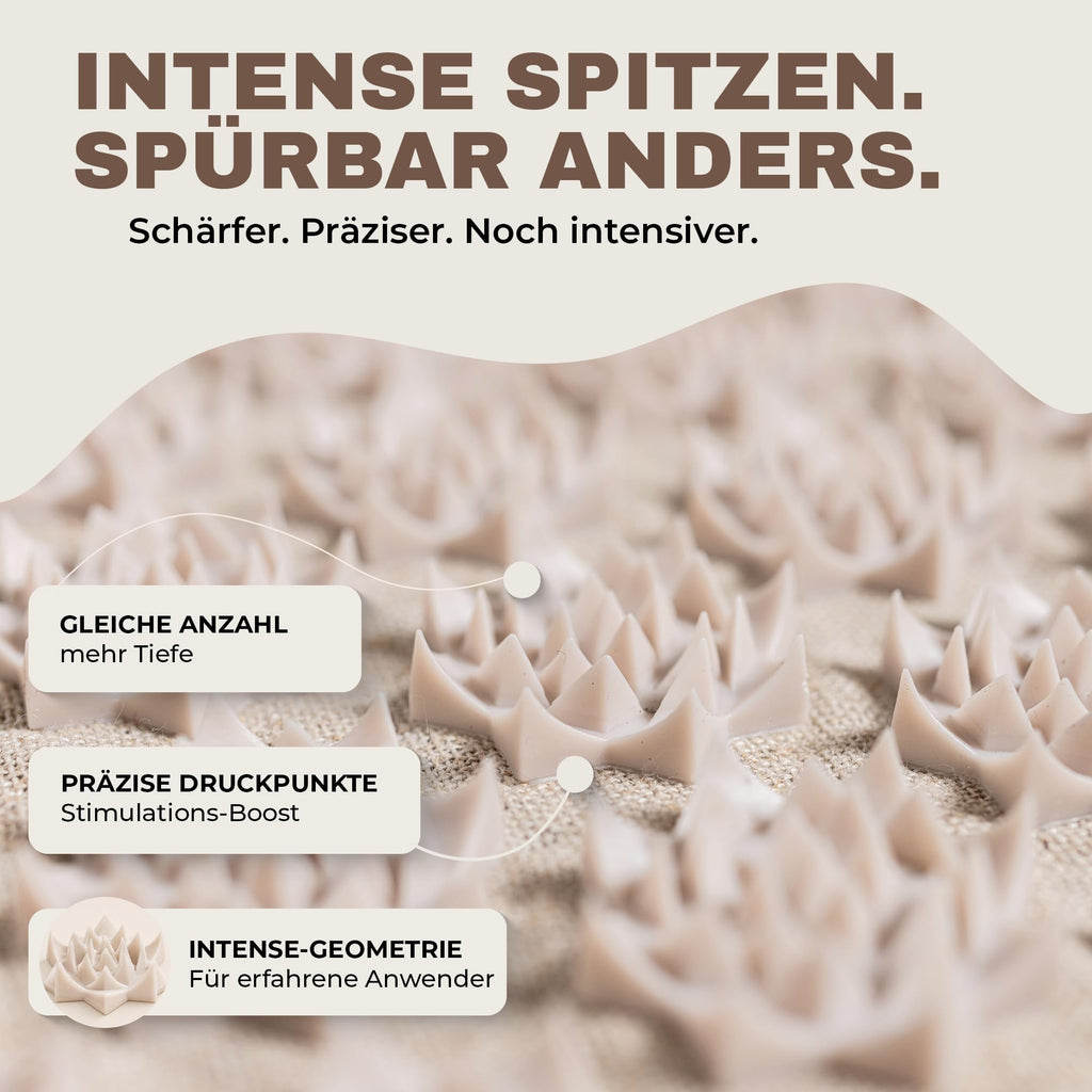 Glanzstück Berlin® Akupressurmatte XL – Set mit Kissen, Tragetasche & Reise-Rosette, 6.850 Blütenspitzen für Rücken, Nacken & Ganzkörper | 72 × 42 cm | Designed in Berlin