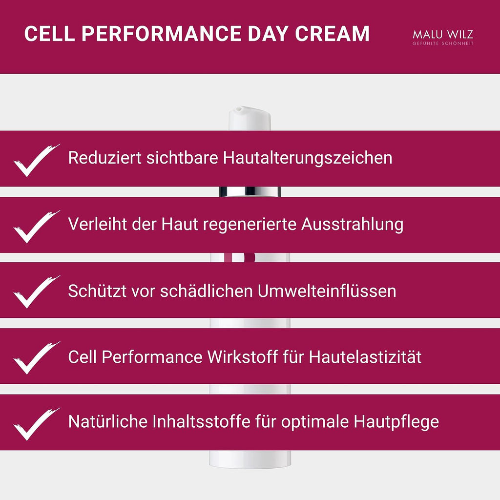 Malu Wilz Premium Aging Cell Performance Day Cream 50ml I Anti Aging Gesichtspflege für trockene Haut I Feuchtigkeitscreme zur natürlichen Hautregeneration