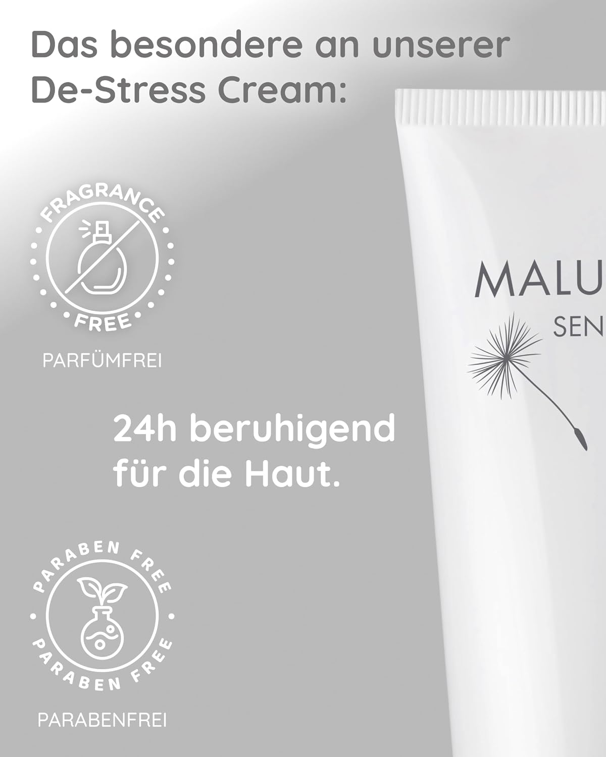 Malu Wilz DE-Stress Cream 50 ml I Skincare Gesichtspflege-Creme für sanfte Gesichtsreinigung I Schützender Gesichtsreiniger mit Hyaluronsäure I Vegan