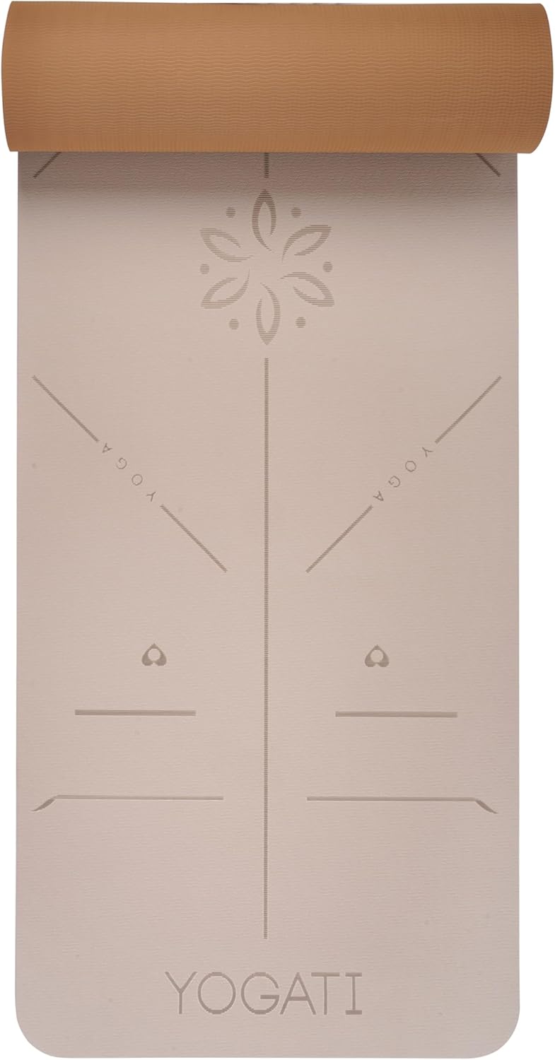 YOGATI Yogamatte rutschfest Schadstofffrei, mit Tragegurt. Yoga Matte mit Ausrichtungslinien. Ideal Yogamatten als Gymnastikmatte, Sportmatte, Fitnessmatte, Jogamatte - Yoga mat