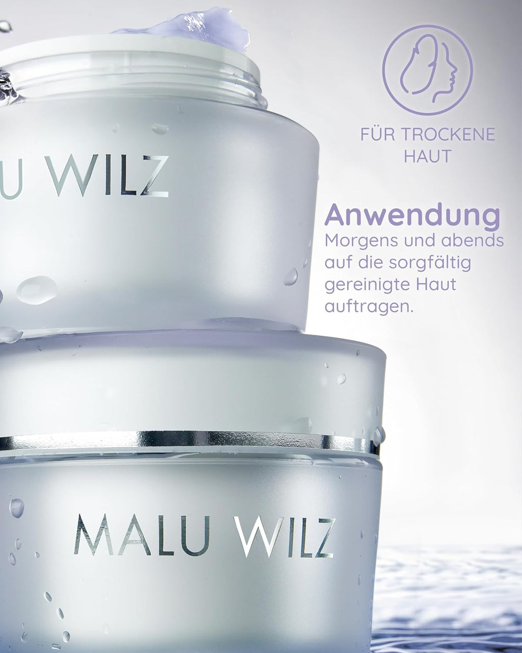 Malu Wilz Hyaluronic Active + Cream Soft 50 ml I Erfrischende Skincare Gesichtspflege-Creme mit Hyaluron-Wirkstoff-Formel mit Dual-Effekt I Booster