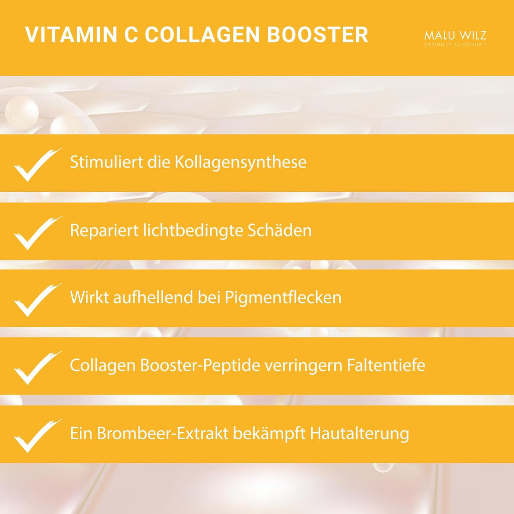 Malu Wilz Vitamin C Collagen Booster 30 ml I Gesichtspflege Serum mit stabilem Vitamin C I Skincare Vitamin C Serum I Aufhellend bei Pigmentflecken