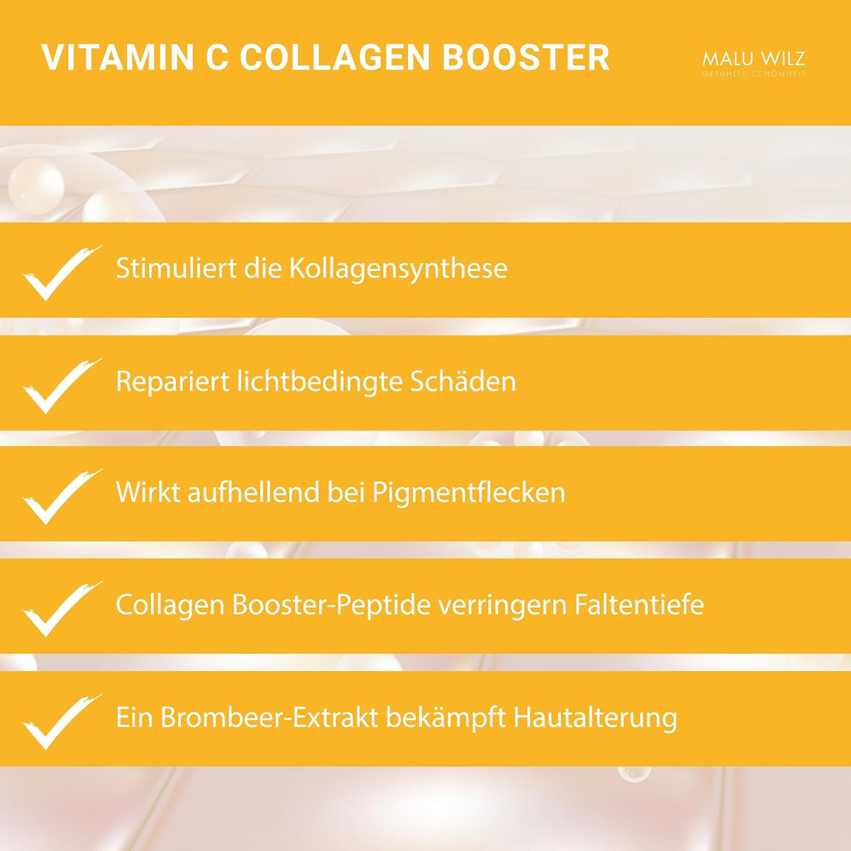 Malu Wilz Vitamin C Collagen Booster 30 ml I Gesichtspflege Serum mit stabilem Vitamin C I Skincare Vitamin C Serum I Aufhellend bei Pigmentflecken