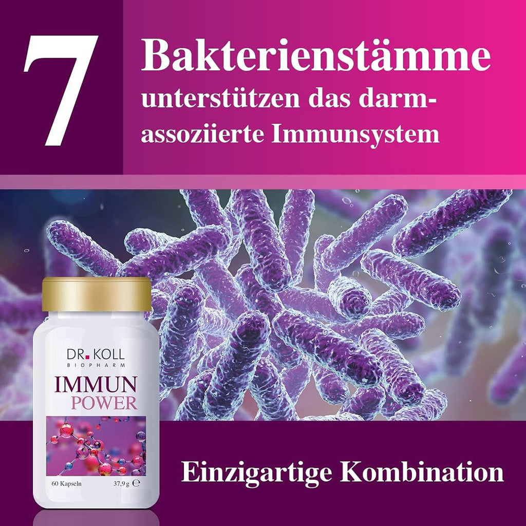 Immun Power Dr. Koll - Nahrungsergänzungsmittel zur Stärkung des Immunsystems mit u.a. Vitamin C, D, Zink und Antioxidantien | 60 hochdosierte Kapseln | vegan und ohne Gelantine