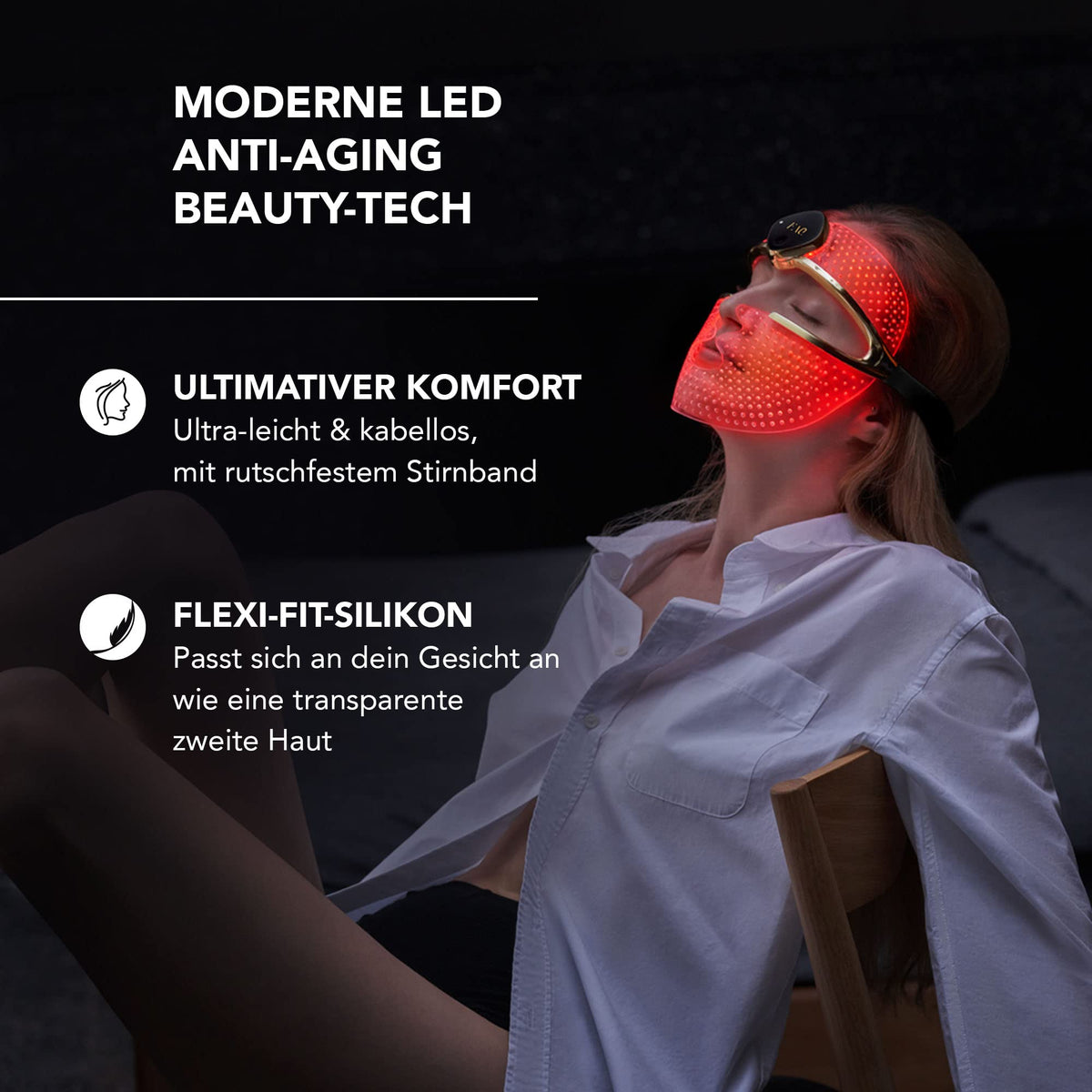 FAQ 202 LED-Gesichtsmaske + FAQ Glass Skin Kollagenmasken-Set, 5 Stk.
