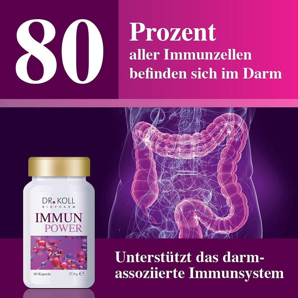 Immun Power Dr. Koll - Nahrungsergänzungsmittel zur Stärkung des Immunsystems mit u.a. Vitamin C, D, Zink und Antioxidantien | 60 hochdosierte Kapseln | vegan und ohne Gelantine