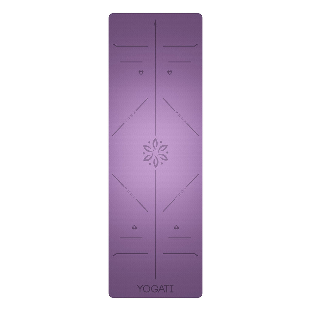 YOGATI Yogamatte rutschfest Schadstofffrei, mit Tragegurt. Yoga Matte mit Ausrichtungslinien. Ideal Yogamatten als Gymnastikmatte, Sportmatte, Fitnessmatte, Jogamatte - Yoga mat