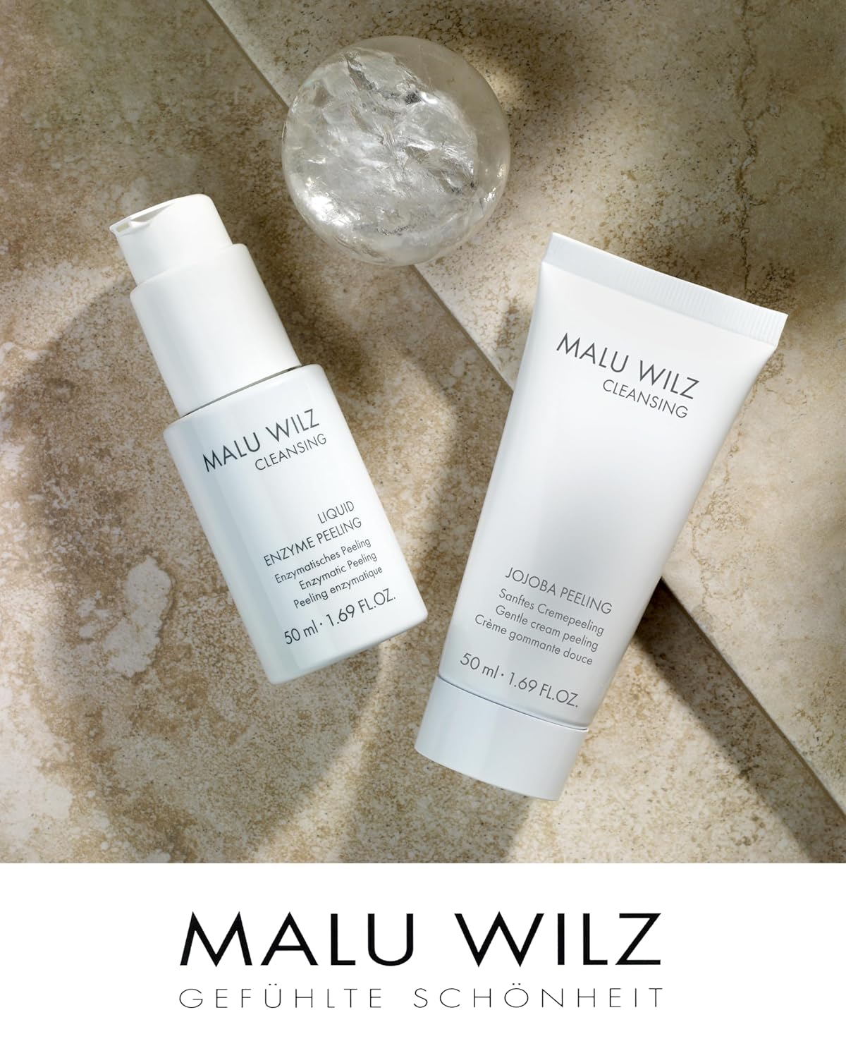 Malu Wilz Jojoba Peeling 50ml I Gesichtspeeling für jeden Hauttyp I Skincare Jojobawachs-Kügelchen für angenehmen Peelingeffekt I Glättet die Haut