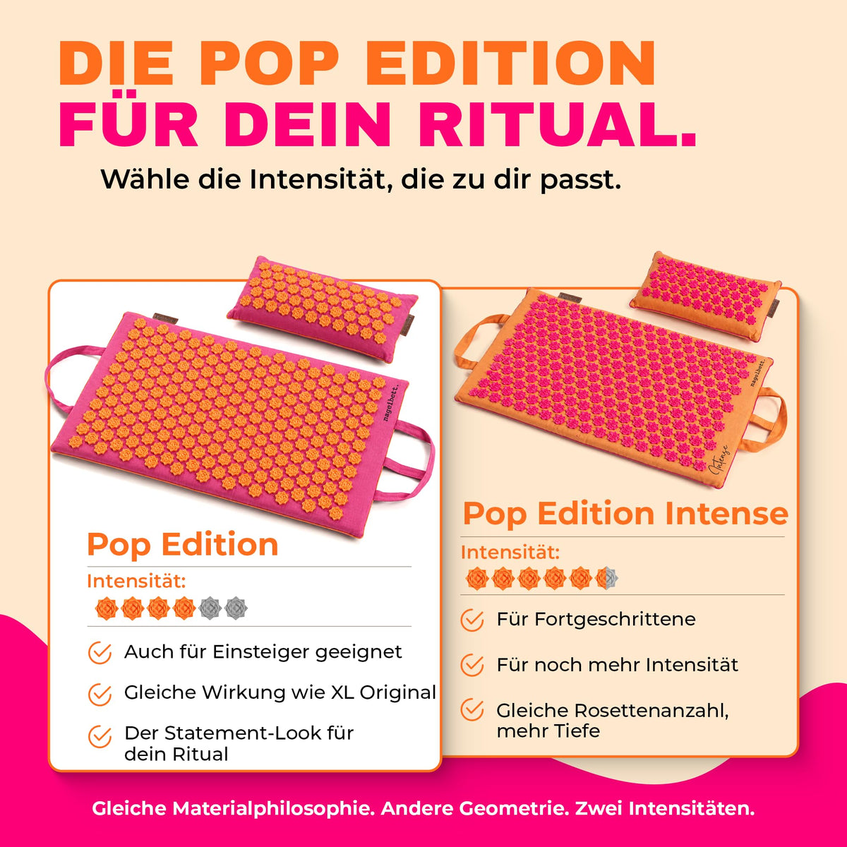 Glanzstück Berlin® Akupressurmatte XL – Set mit Kissen, Tragetasche & Reise-Rosette, 6.850 Blütenspitzen für Rücken, Nacken & Ganzkörper | 72 × 42 cm | Designed in Berlin