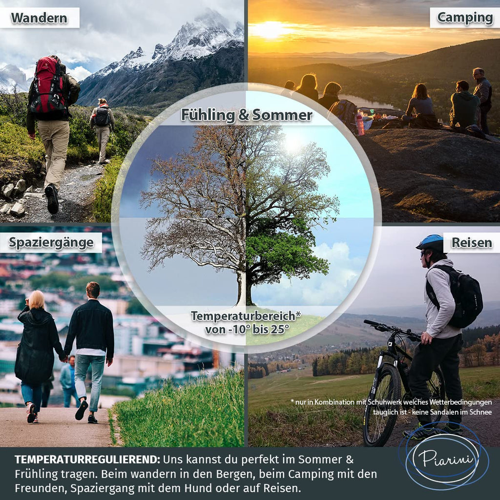 Piarini 2 Paar Coolmax Wandersocken Sommer Kurz, Atmungsaktiv, Anti Blasen & Geposltert - Outdoor Trekkingsocken Damen Herren - Gr. 35-38 bis 47-50