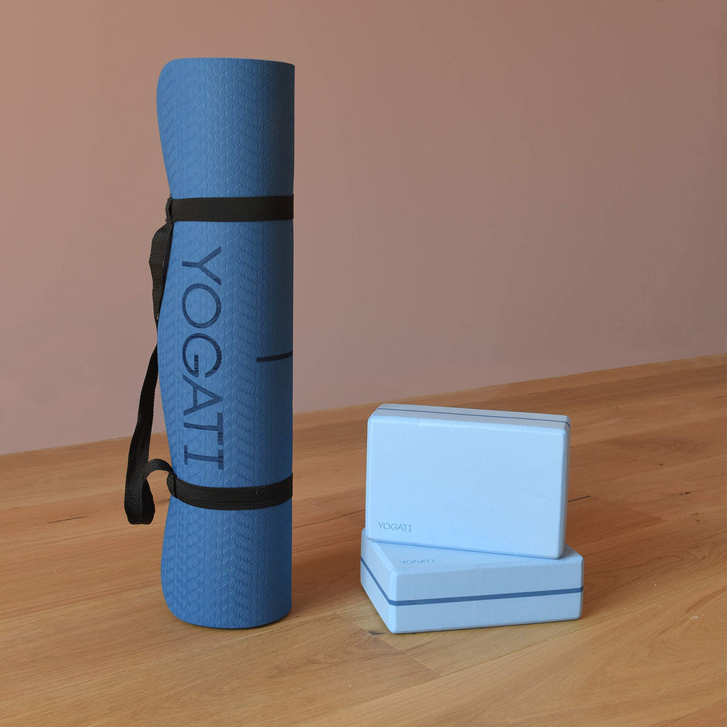 YOGATI Yogamatte rutschfest Schadstofffrei, mit Tragegurt. Yoga Matte mit Ausrichtungslinien. Ideal Yogamatten als Gymnastikmatte, Sportmatte, Fitnessmatte, Jogamatte - Yoga mat