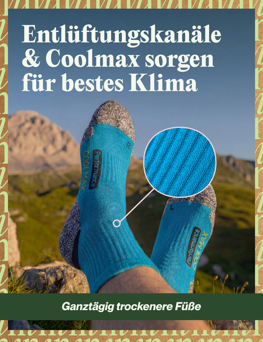 Piarini 2 Paar Coolmax Wandersocken Sommer Kurz, Atmungsaktiv, Anti Blasen & Geposltert - Outdoor Trekkingsocken Damen Herren - Gr. 35-38 bis 47-50