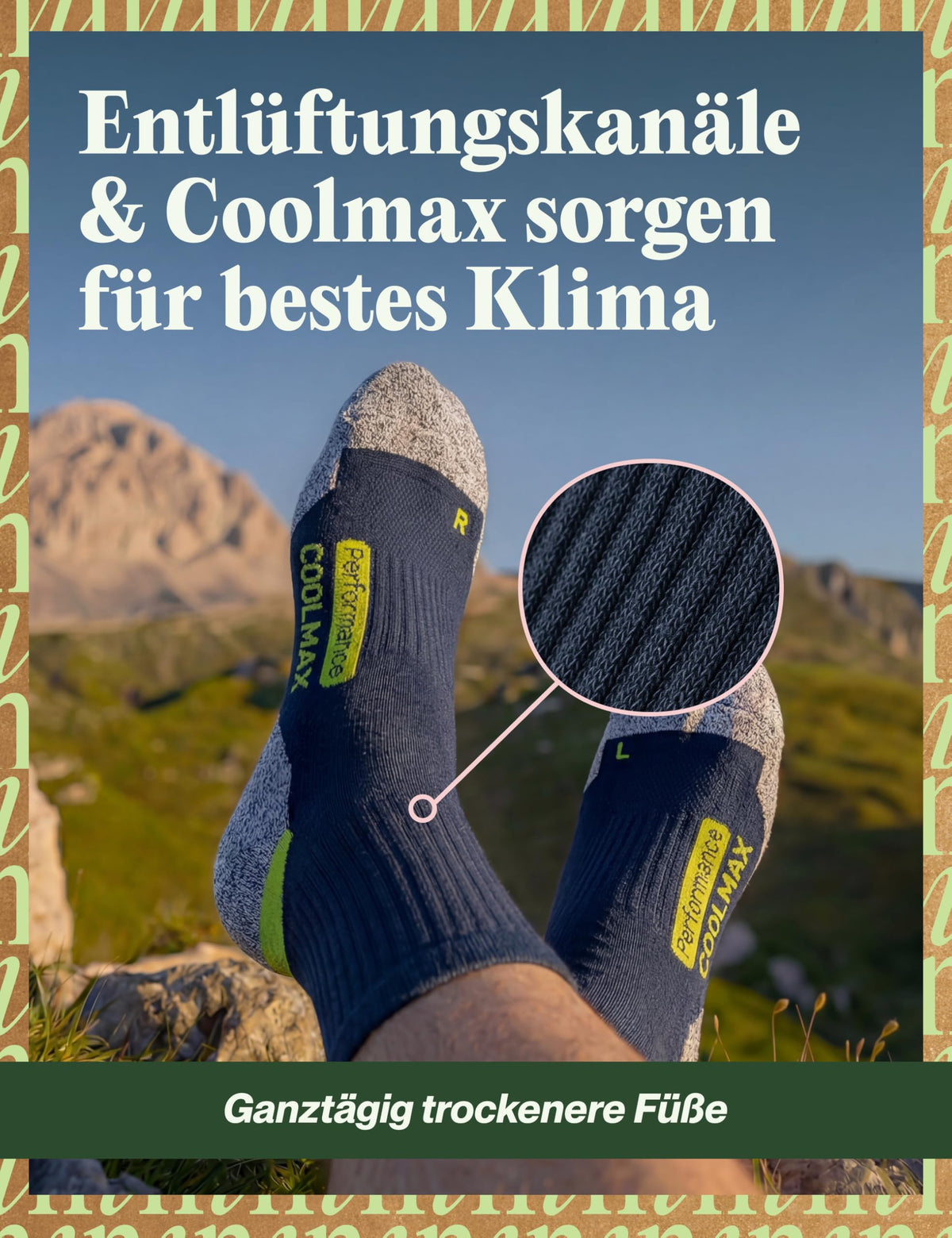 Piarini 2 Paar Coolmax Wandersocken Sommer Kurz, Atmungsaktiv, Anti Blasen & Geposltert - Outdoor Trekkingsocken Damen Herren - Gr. 35-38 bis 47-50