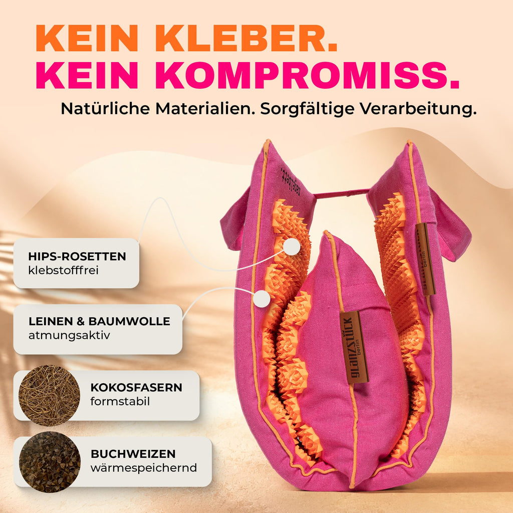Glanzstück Berlin® Akupressurmatte XL – Set mit Kissen, Tragetasche & Reise-Rosette, 6.850 Blütenspitzen für Rücken, Nacken & Ganzkörper | 72 × 42 cm | Designed in Berlin