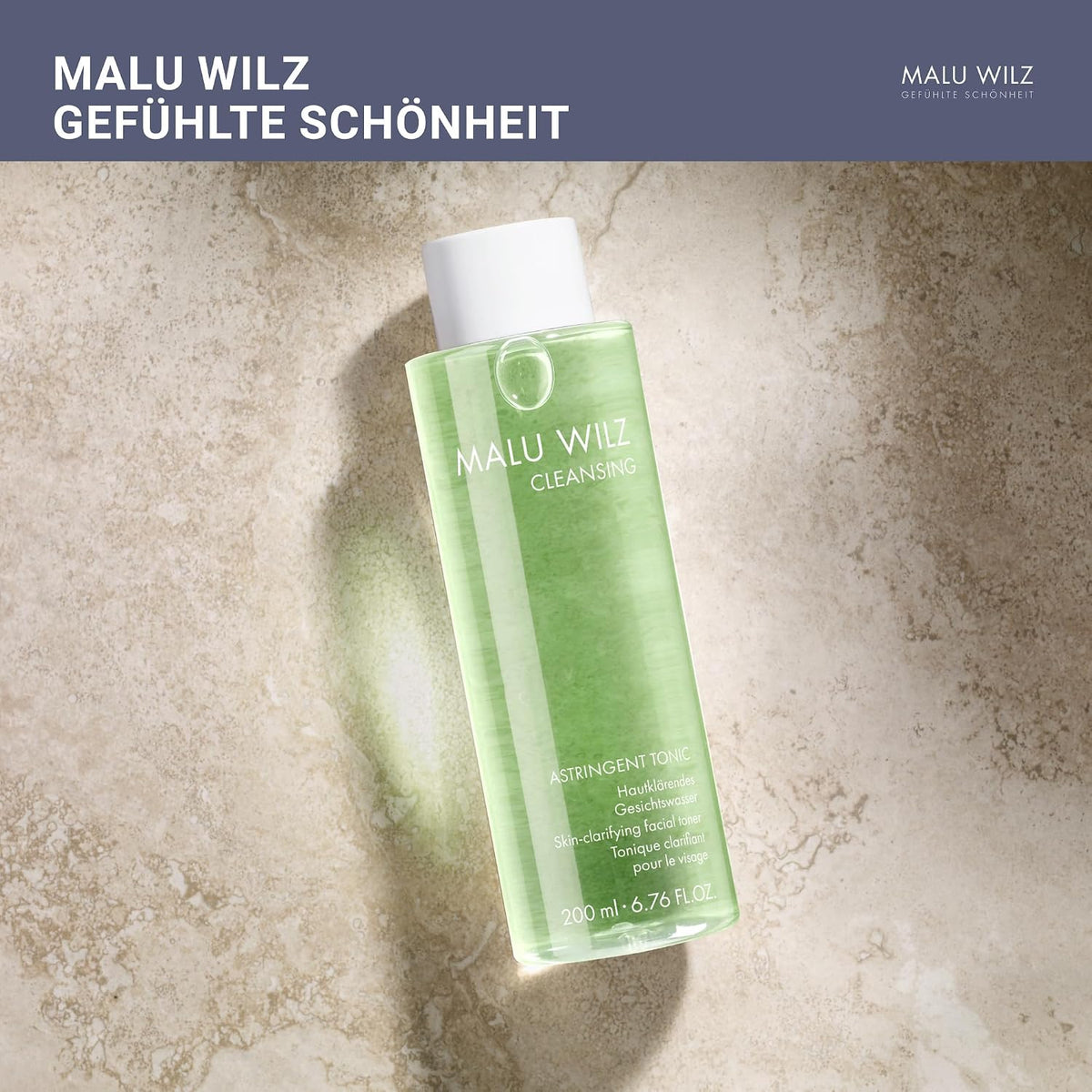 Malu Wilz Astringent Tonic 200 ml I Gesichtswasser mit Hefeproteinen & erfrischendem Pfefferminzöl I Skincare After Shave I Ohne Alkohol I Vegan